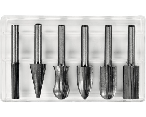 Sada šesti frézovacích kolíků v plastové krabičce