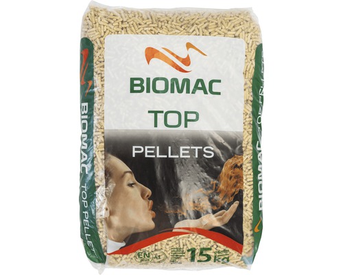 Dřevěné pelety BIOMAC TOP ENplus A1 balení 15 kg Dřevěné pelety BIOMAC TOP ENplus A1 balení 15 kg
