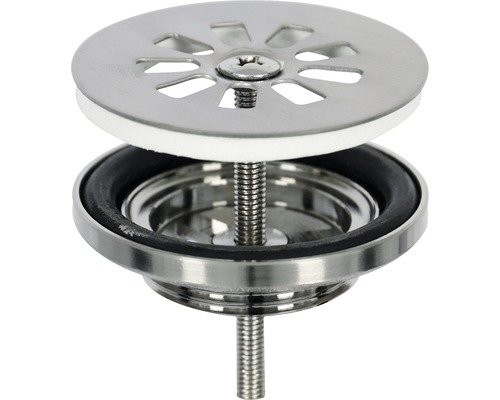 Dřezová výpusť z kovu se sítkem