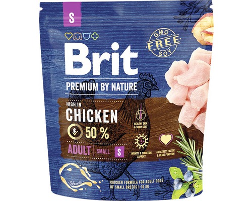 Granule pro psy Brit Premium by Nature Adult S 1 kg Brit Premium suché krmivo pro malé dospělé psy s kuřecím masem