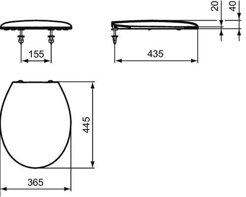 Technický výkres WC sedátka s rozměry
