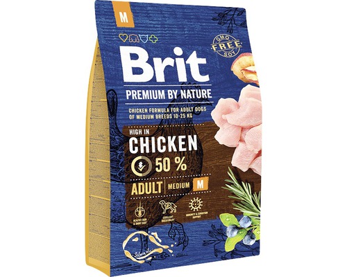 Granule pro psy Brit Premium by Nature Adult M 3 kg Brit Premium by Nature suché krmivo pro dospělé psy středních plemen