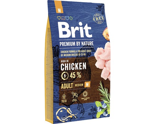 Granule pro psy Brit Premium by Nature Adult M 8 kg Brit Premium by Nature suché krmivo pro dospělé psy středních plemen s kuřecím masem