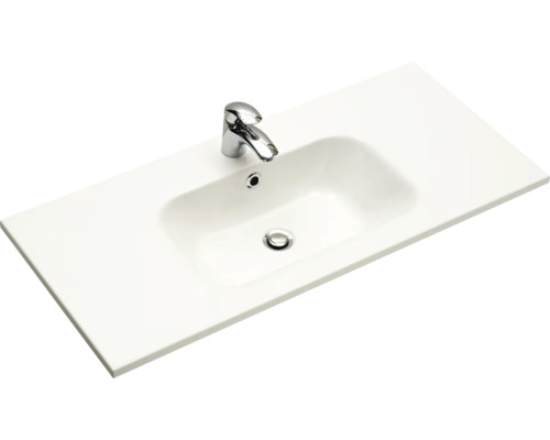 Umyvadlová deska s otvorem pro baterii a přepadem