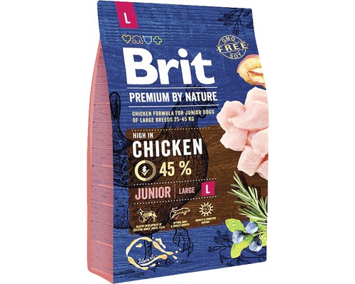 Granule pro psy Brit Premium by Nature Junior L 3 kg Brit Premium Junior Large krmivo pro psy, receptura s kuřecím masem pro velká plemena