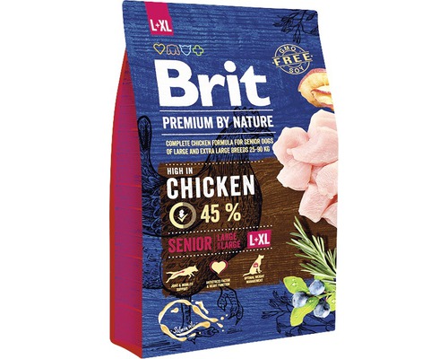 Granule pro psy Brit Premium by Nature Senior L+XL 3 kg Brit Premium by Nature suché krmivo pro starší psy velkých plemen s kuřecí příchutí