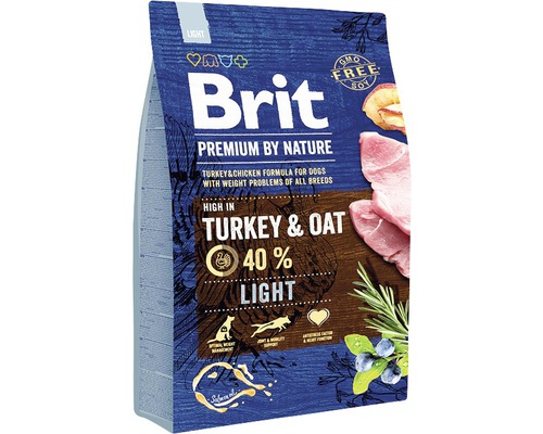 Granule pro psy Brit Premium by Nature Light 3 kg Brit Premium by Nature suché krmivo pro psy s krůtím masem a ovesem