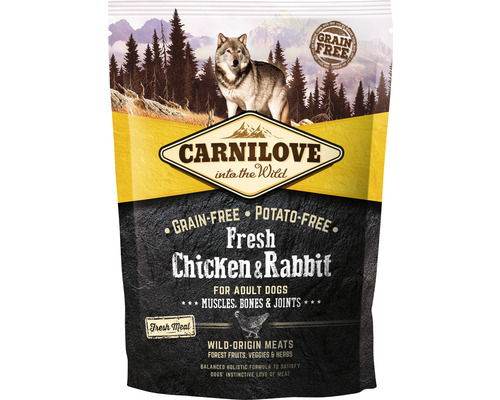 Granule pro psy Carnilove Chicken & Rabbit 1,5 kg Carnilove suché krmivo pro dospělé psy s kuřecím a králičím masem, bez obilovin