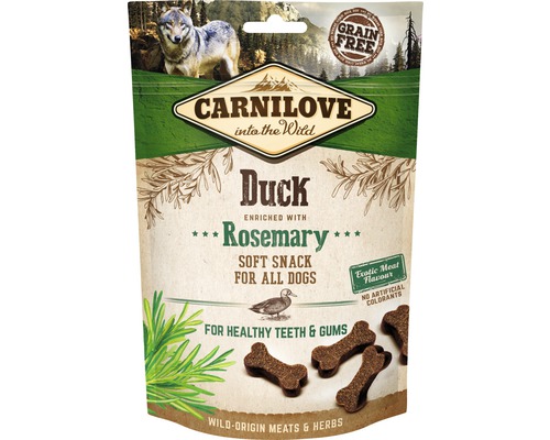 Pamlsky pro psy Carnilove Dog Semi Moist Duck 200 g Pamlsek pro psy Carnilove s kachnou a rozmarýnem, bez obilovin