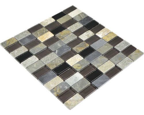 Mozaiková dlaždice z přírodního kamene a skla