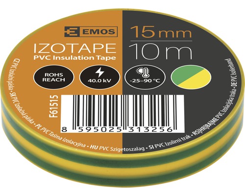 Izolační páska Emos PVC 15mm / 10m zelenožlutá