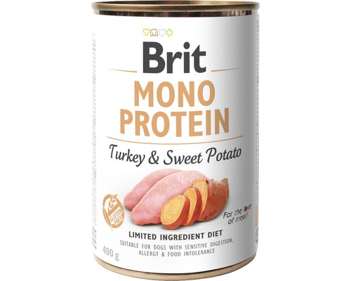 Konzerva pro psy Brit Mono Protein Turkey & Potato 400 g