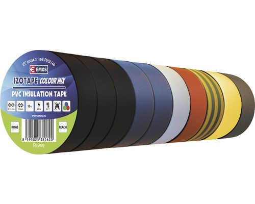 Izolační páska Emos PVC 15mm / 10m mix 10ks
