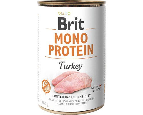 Konzerva pro psy Brit Mono Protein Turkey 400 g Brit Mono Protein krůtí maso pro psy, 400 gramová konzerva