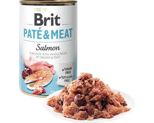 Brit psí paštika a maso s lososem, bez obilí a bez sóji a GMO