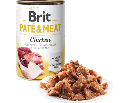 Brit psí paštika a maso kuře v konzervě s kousky masa