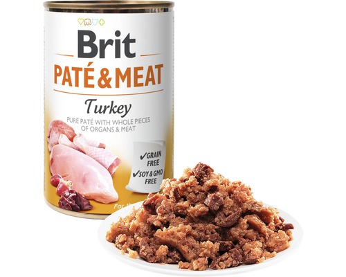 Brit psí paštika a maso krůtí konzerva