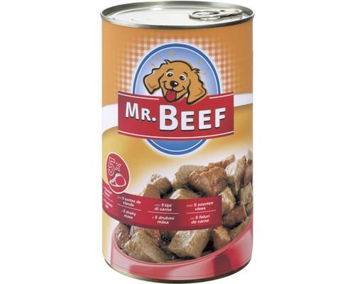Konzerva pro psy MR. BEEF 5 druhů masa 1200 g