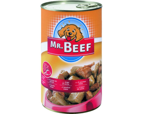 Konzerva pro psy MR. BEEF 5 druhů masa 1200 g-0