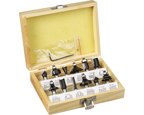 Sada fréz v dřevěné krabici