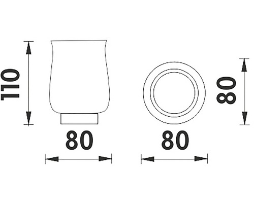 Technický výkres sklenice o rozměrech 110 x 80 mm