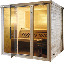 Sauna ze dřeva se skleněnými dveřmi