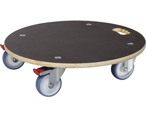 Kulatá dřevěná podložka pod nábytek se třemi kolečky