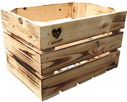 Dřevěná bedna Buildify opálená 34 x 23 x 21 cm
