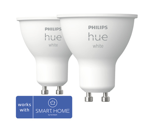 LED žárovka Philips HUE 8719514340145 GU10 5,2W 400lm 2700K stmívatelná 2ks kompatibilní se SMART HOME by hornbach