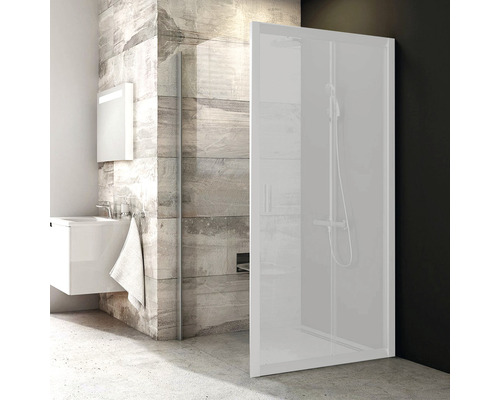 Sprchová zástěna RAVAK Blix BLPS-80 bright alu+Transparent 190 cm 9BH40C00Z1 Koupelna se sprchovým koutem, umyvadlem a zrcadlem