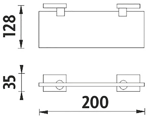 Technický nákres držáku toaletního papíru s rozměry