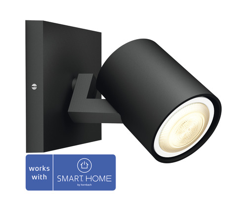 LED bodové osvětlení Philips Runner 5W 350lm 2200-6500K černé s dálkovým ovládáním - kompatibilní se SMART HOME by hornbach