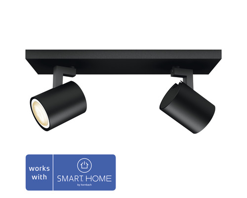 LED bodové osvětlení Philips HUE 8719514338166 Runner GU10 2x5W 2x350lm 2200-6500K černé s dálkovým ovládáním - kompatibilní se SMART HOME by hornbach
