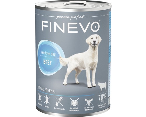 Konzerva pro psy FINEVO Sensitive Dog hovězí čisté 800 g-0