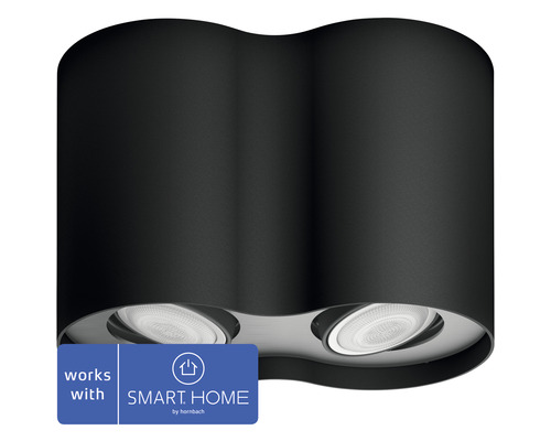 LED bodové osvětlení Philips HUE 8719514338425 Pillar 2x 5W 2x 350lm 2200-6500K černé s dálkovým ovládáním - kompatibilní se SMART HOME by hornbach