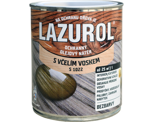 Lak s voskem na dřevo Lazurol S1022 0,75 l bezbarvý Bezbarvá lazura na ochranu dřeva v kovovém kbelíku