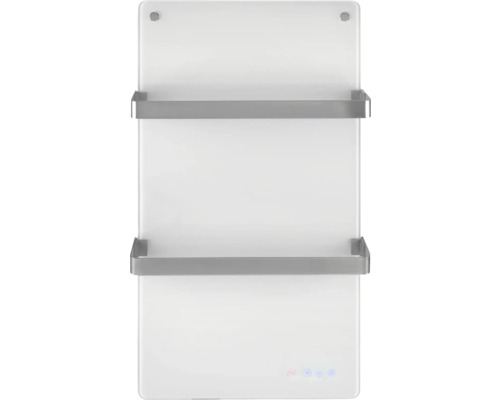 Skleněný radiátor se dvěma držáky na ručníky