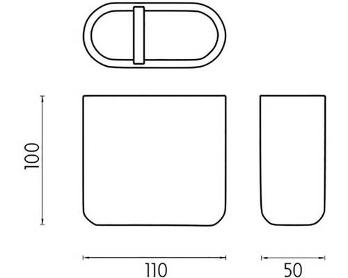 Technický nákres koupelnového doplňku s rozměry