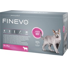 FINEVO krmivo pro kočky sensitive hovězí, 16 krát 85 gramů