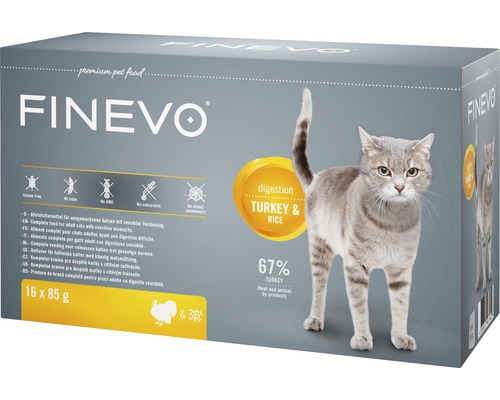 Kapsička pro kočky FINEVO Digestion krůtí s rýží 16 x 85 g Kapsička pro kočky FINEVO Digestion krůtí s rýží 16 x 85 g