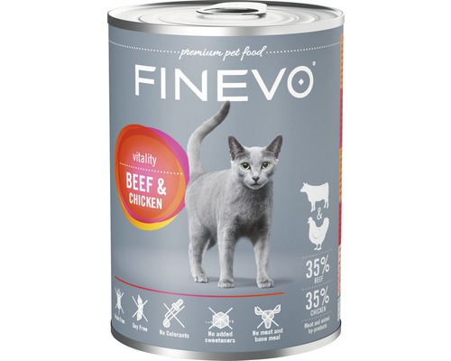 Konzerva pro kočky FINEVO Vitality hovězí a kuřecí 400 g