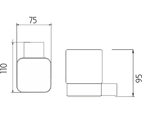 Technický výkres dávkovače mýdla s rozměry