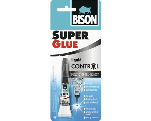 Kyanoakrylátové lepidlo BISON SUPER GLUE CONTROL 3g Bison Super Glue Liquid Control balení 3 gramy