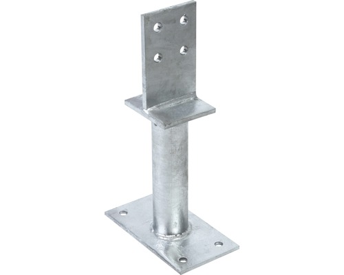 Kotevní patka sloupku se základnou, žárem pozinkovaná 130/200 mm Kovová patka sloupku s montážní deskou a horní deskou