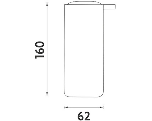 Technický nákres dávkovače mýdla s rozměry