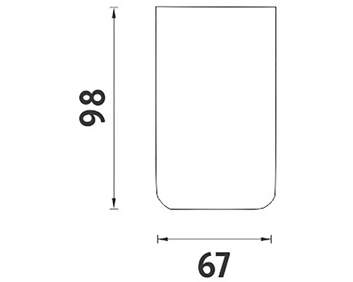 Technický výkres nádoby o rozměrech 86 x 67 milimetrů.