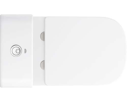 Logo Grohe na bílém WC sedátku s nádrží