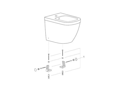 Závěsný bidet s upevňovacím materiálem