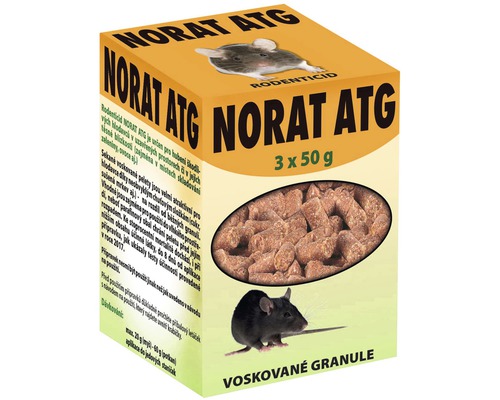 Norat ATG+EZ15 granule 150 g biocid na hubení myší, potkanů, krys Norat ATG Rodenticid balení s voskovými granulemi pro kontrolu škůdců
