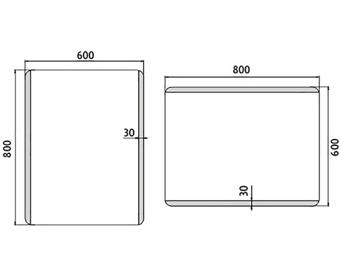Technický nákres koupelnového radiátoru s rozměry